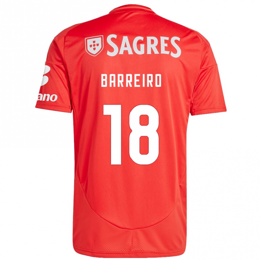 Niño Fútbol Camiseta Leandro Barreiro #18 Rojo Blanco 1ª Equipación 2024/25 México