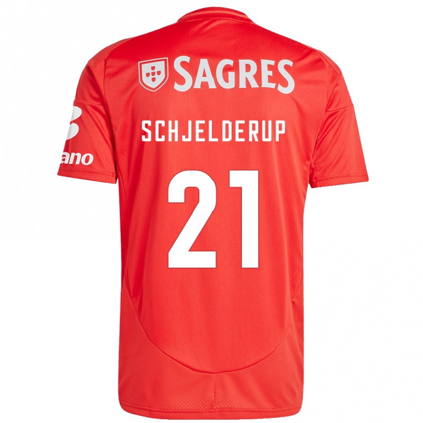 Niño Fútbol Camiseta Andreas Schjelderup #21 Rojo Blanco 1ª Equipación 2024/25 México