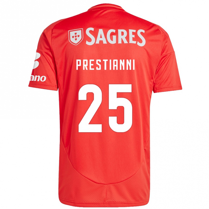 Niño Fútbol Camiseta Gianluca Prestianni #25 Rojo Blanco 1ª Equipación 2024/25 México