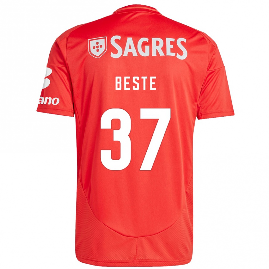 Niño Fútbol Camiseta Jan-Niklas Beste #37 Rojo Blanco 1ª Equipación 2024/25 México