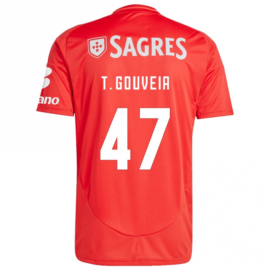 Niño Fútbol Camiseta Tiago Gouveia #47 Rojo Blanco 1ª Equipación 2024/25 México