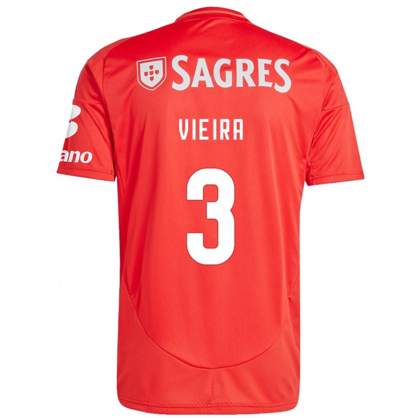 Niño Fútbol Camiseta Miguel Vieira #3 Rojo Blanco 1ª Equipación 2024/25 México