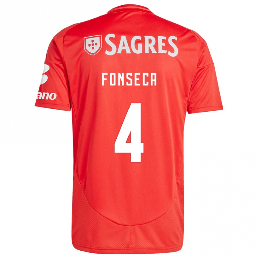 Niño Fútbol Camiseta João Fonseca #4 Rojo Blanco 1ª Equipación 2024/25 México