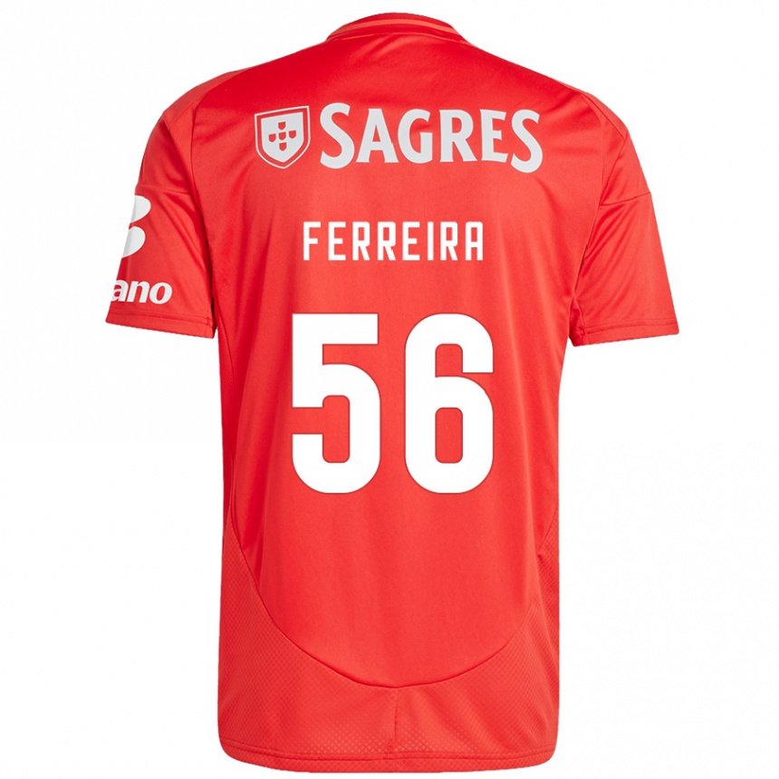 Niño Fútbol Camiseta Martim Ferreira #56 Rojo Blanco 1ª Equipación 2024/25 México