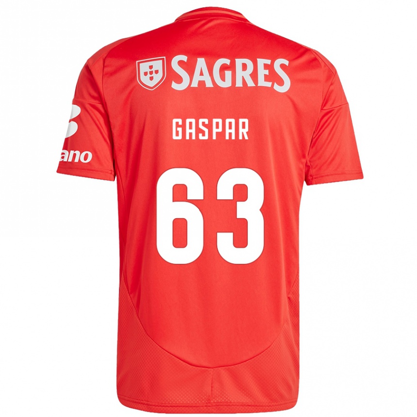 Niño Fútbol Camiseta Guilherme Gaspar #63 Rojo Blanco 1ª Equipación 2024/25 México