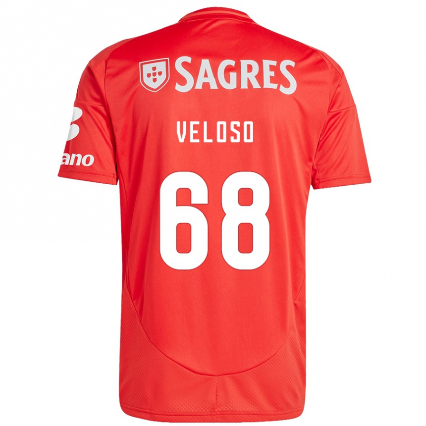 Niño Fútbol Camiseta João Veloso #68 Rojo Blanco 1ª Equipación 2024/25 México