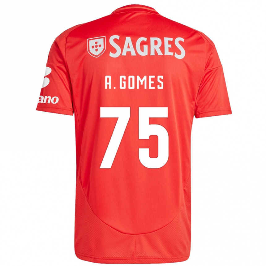 Niño Fútbol Camiseta André Gomes #75 Rojo Blanco 1ª Equipación 2024/25 México