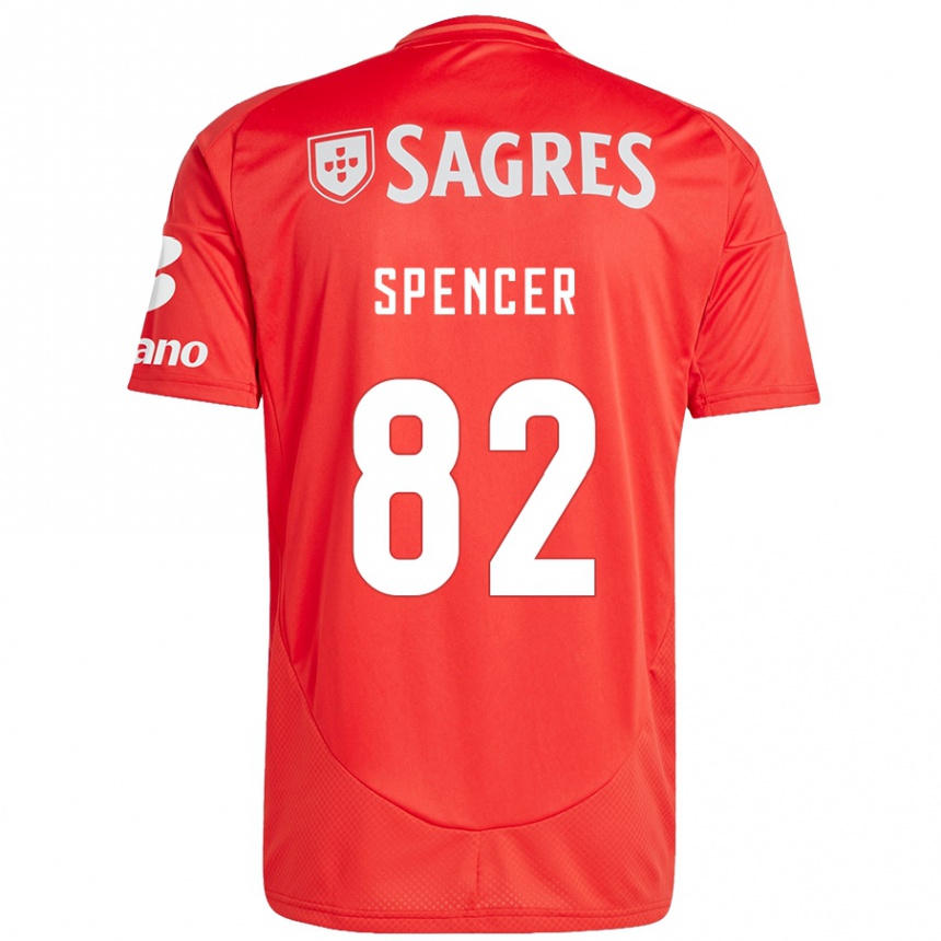 Niño Fútbol Camiseta Diogo Spencer #82 Rojo Blanco 1ª Equipación 2024/25 México