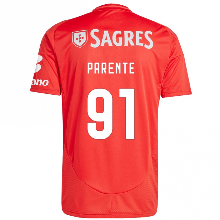 Niño Fútbol Camiseta Tiago Parente #91 Rojo Blanco 1ª Equipación 2024/25 México