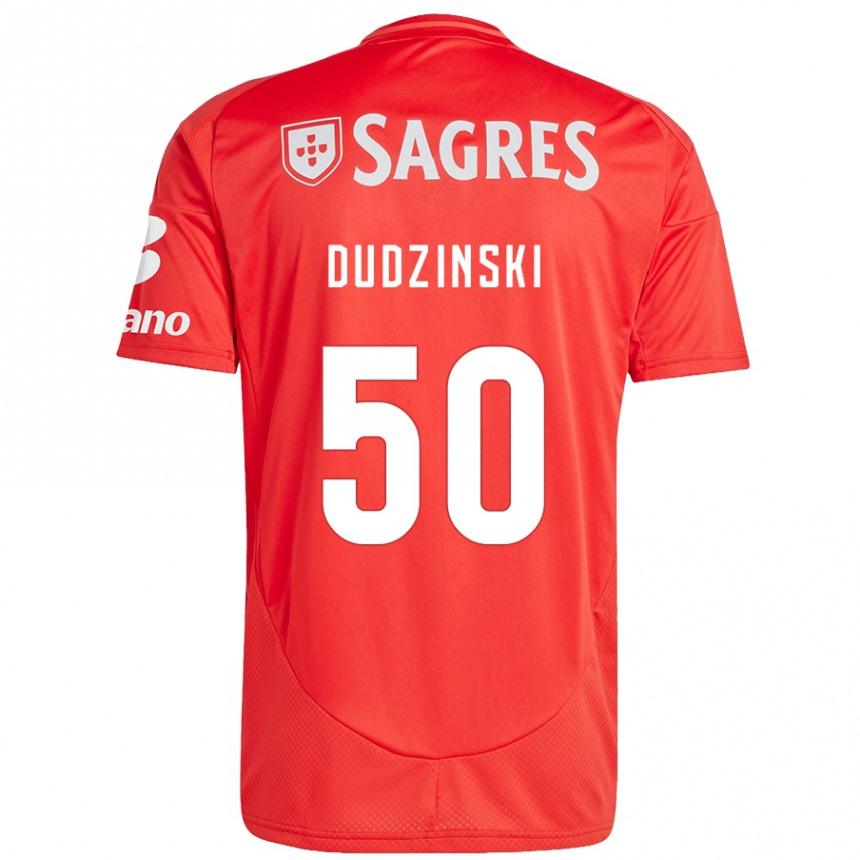 Niño Fútbol Camiseta Marcel Dudzinski #50 Rojo Blanco 1ª Equipación 2024/25 México