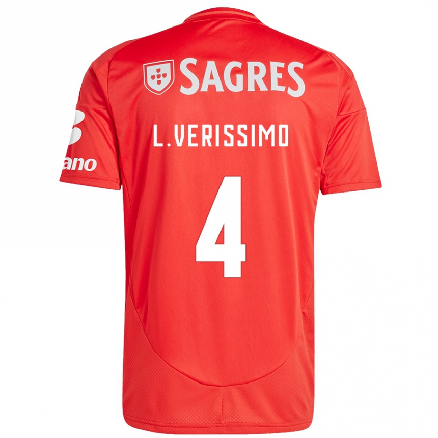 Niño Fútbol Camiseta Lucas Verissimo #4 Rojo Blanco 1ª Equipación 2024/25 México