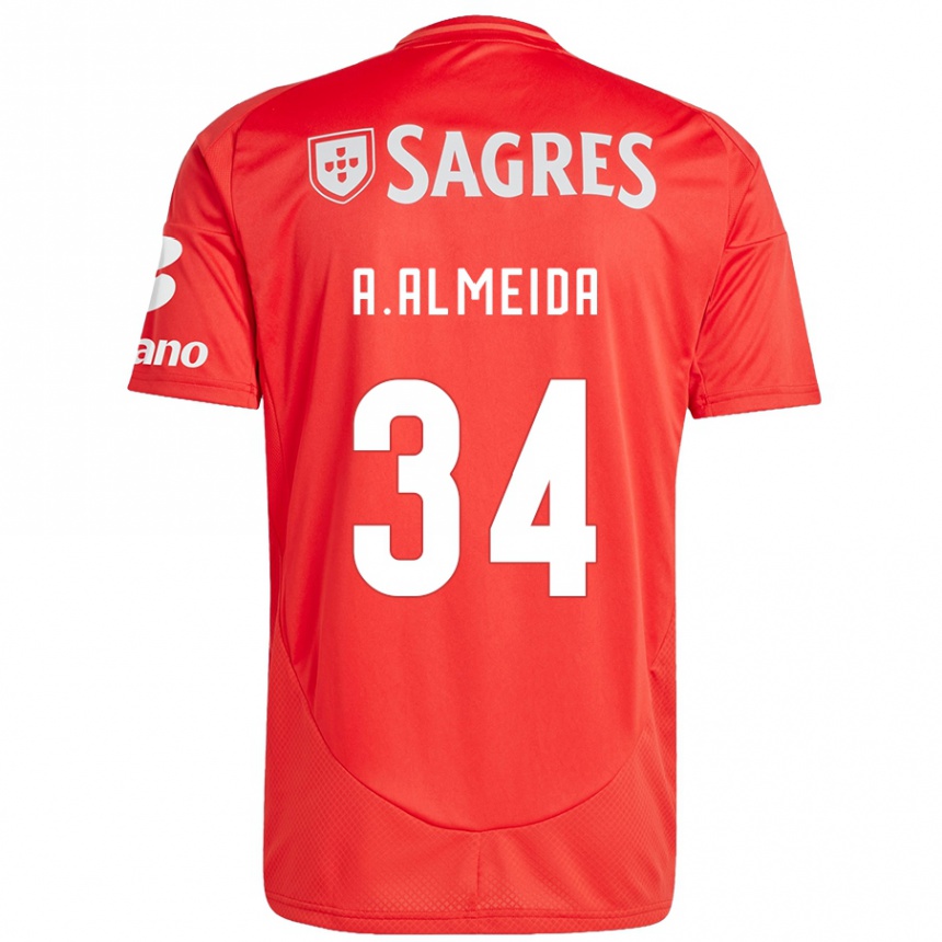 Niño Fútbol Camiseta Andre Almeida #34 Rojo Blanco 1ª Equipación 2024/25 México