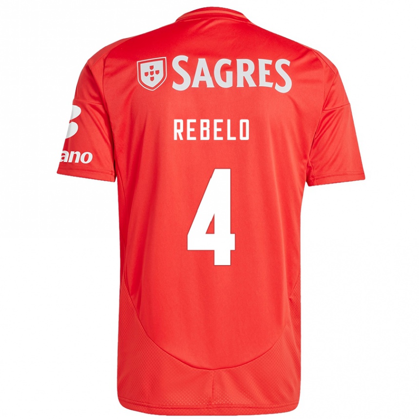 Niño Fútbol Camiseta Silvia Rebelo #4 Rojo Blanco 1ª Equipación 2024/25 México