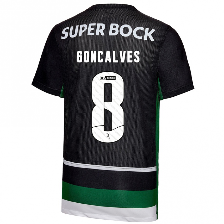 Niño Fútbol Camiseta Pedro Gonçalves #8 Negro Blanco Verde 1ª Equipación 2024/25 México