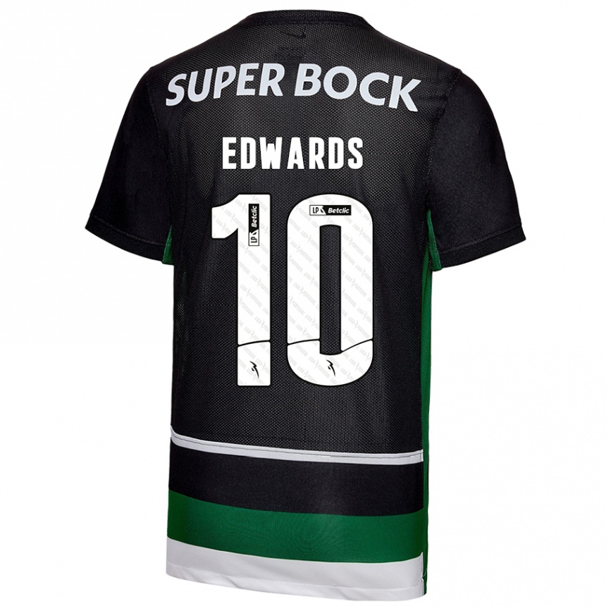 Niño Fútbol Camiseta Marcus Edwards #10 Negro Blanco Verde 1ª Equipación 2024/25 México