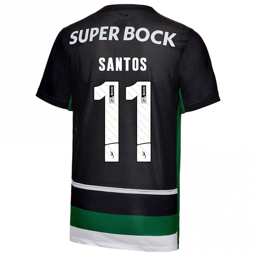 Niño Fútbol Camiseta Nuno Santos #11 Negro Blanco Verde 1ª Equipación 2024/25 México