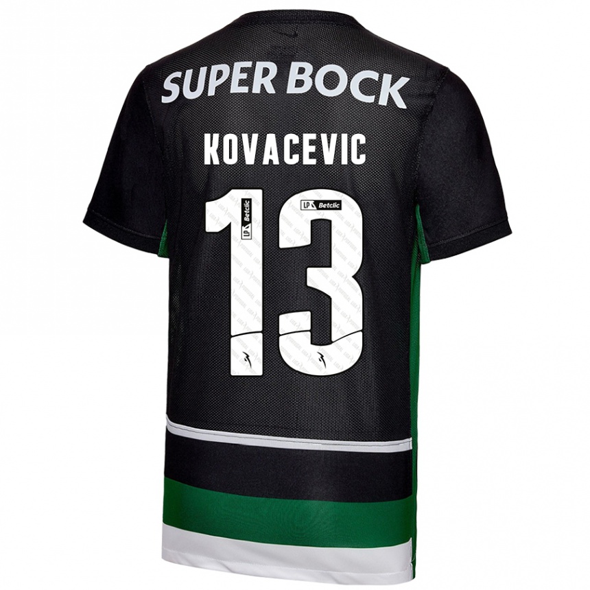 Niño Fútbol Camiseta Vladan Kovacevic #13 Negro Blanco Verde 1ª Equipación 2024/25 México