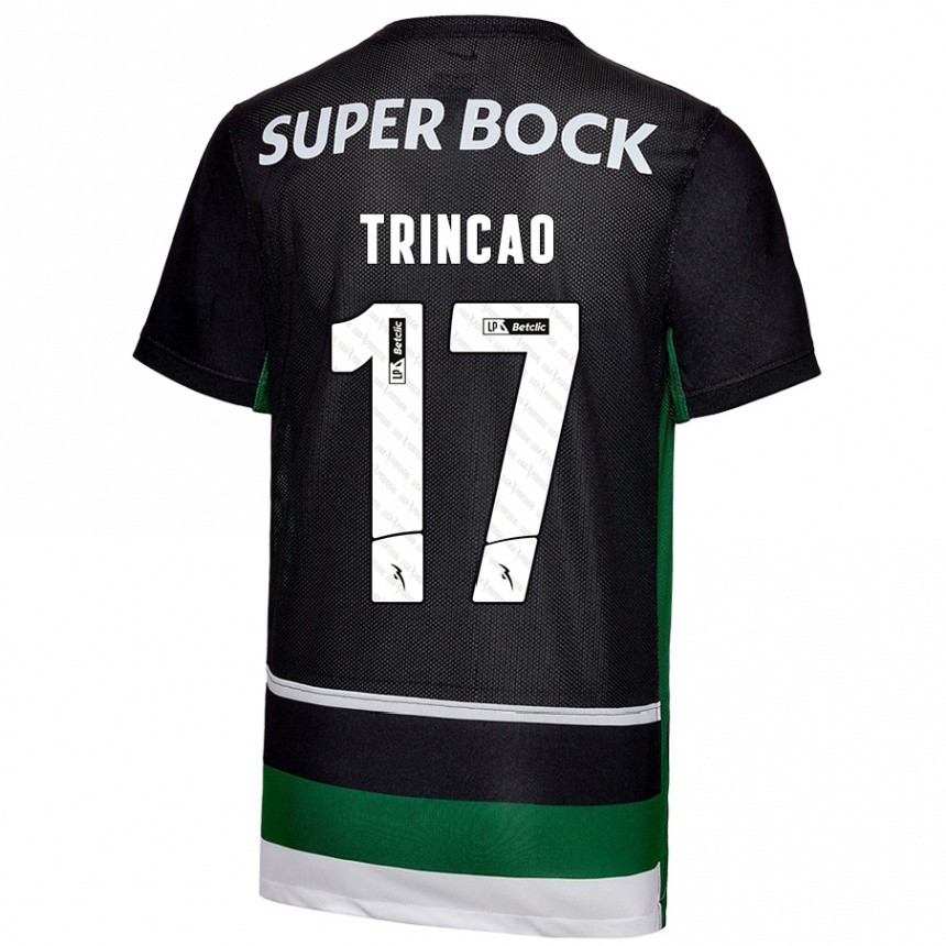 Niño Fútbol Camiseta Trincão #17 Negro Blanco Verde 1ª Equipación 2024/25 México