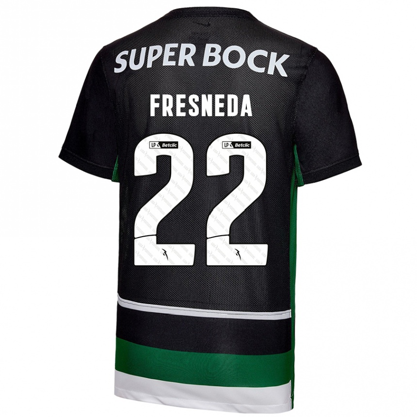 Niño Fútbol Camiseta Iván Fresneda #22 Negro Blanco Verde 1ª Equipación 2024/25 México