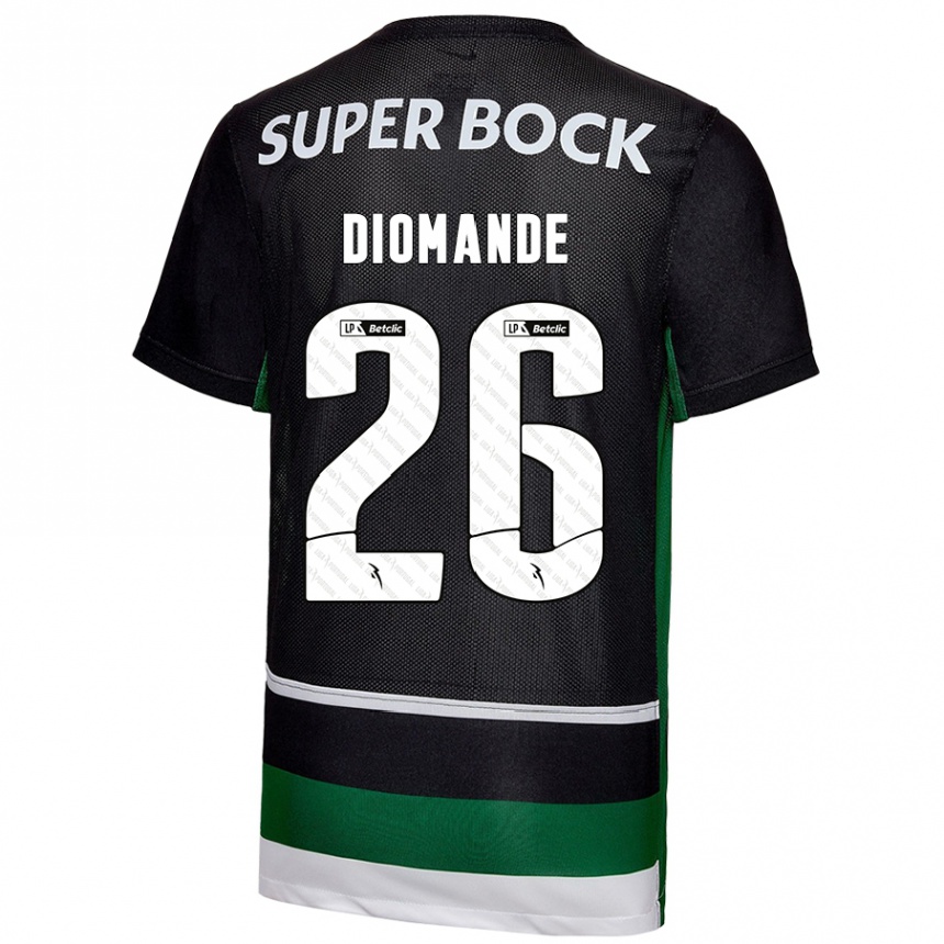 Niño Fútbol Camiseta Ousmane Diomande #26 Negro Blanco Verde 1ª Equipación 2024/25 México