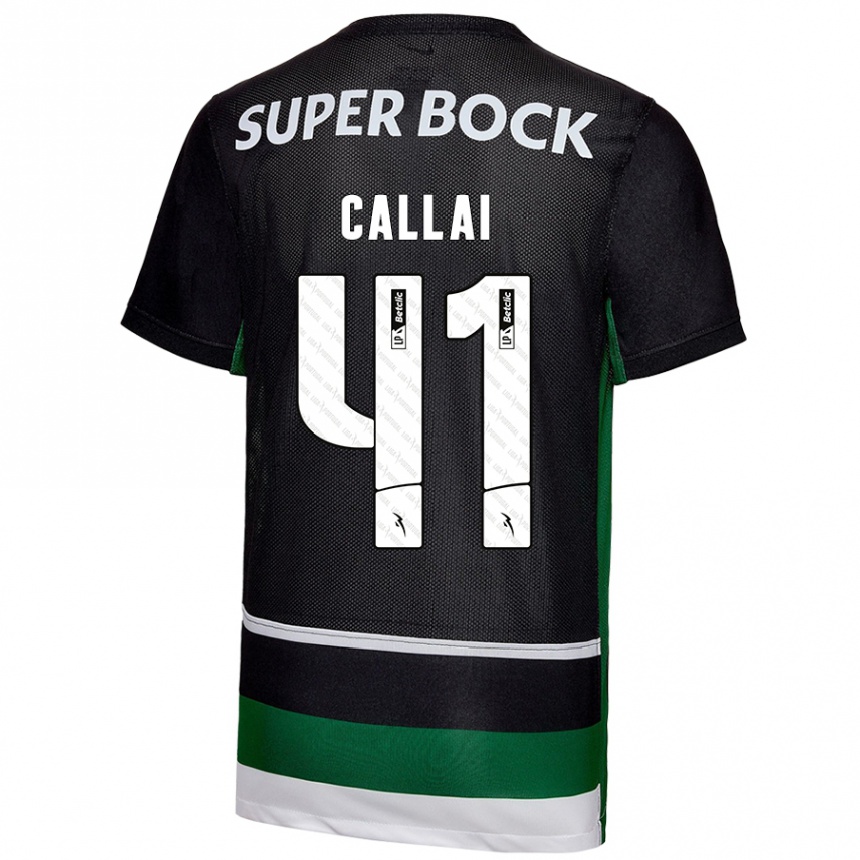 Niño Fútbol Camiseta Diego Callai #41 Negro Blanco Verde 1ª Equipación 2024/25 México