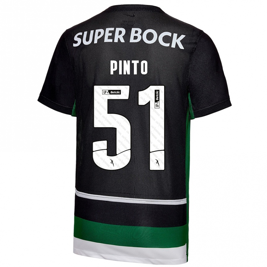 Niño Fútbol Camiseta Diogo Pinto #51 Negro Blanco Verde 1ª Equipación 2024/25 México