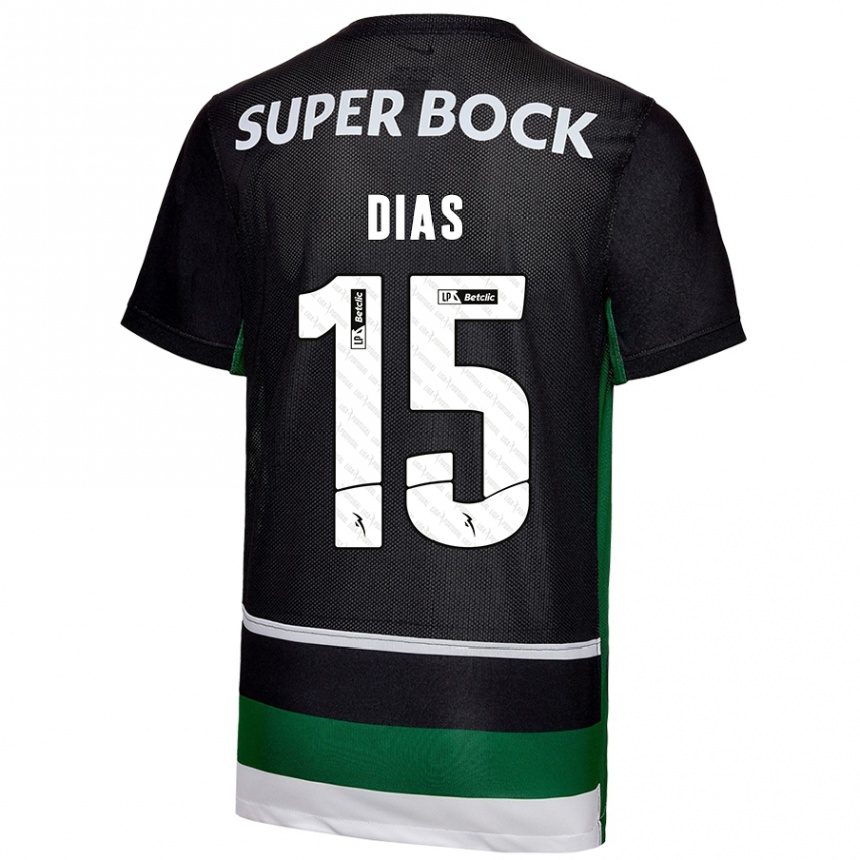 Niño Fútbol Camiseta Rodrigo Dias #15 Negro Blanco Verde 1ª Equipación 2024/25 México