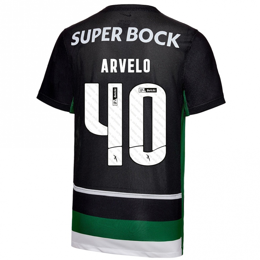 Niño Fútbol Camiseta Adam Arvelo #40 Negro Blanco Verde 1ª Equipación 2024/25 México