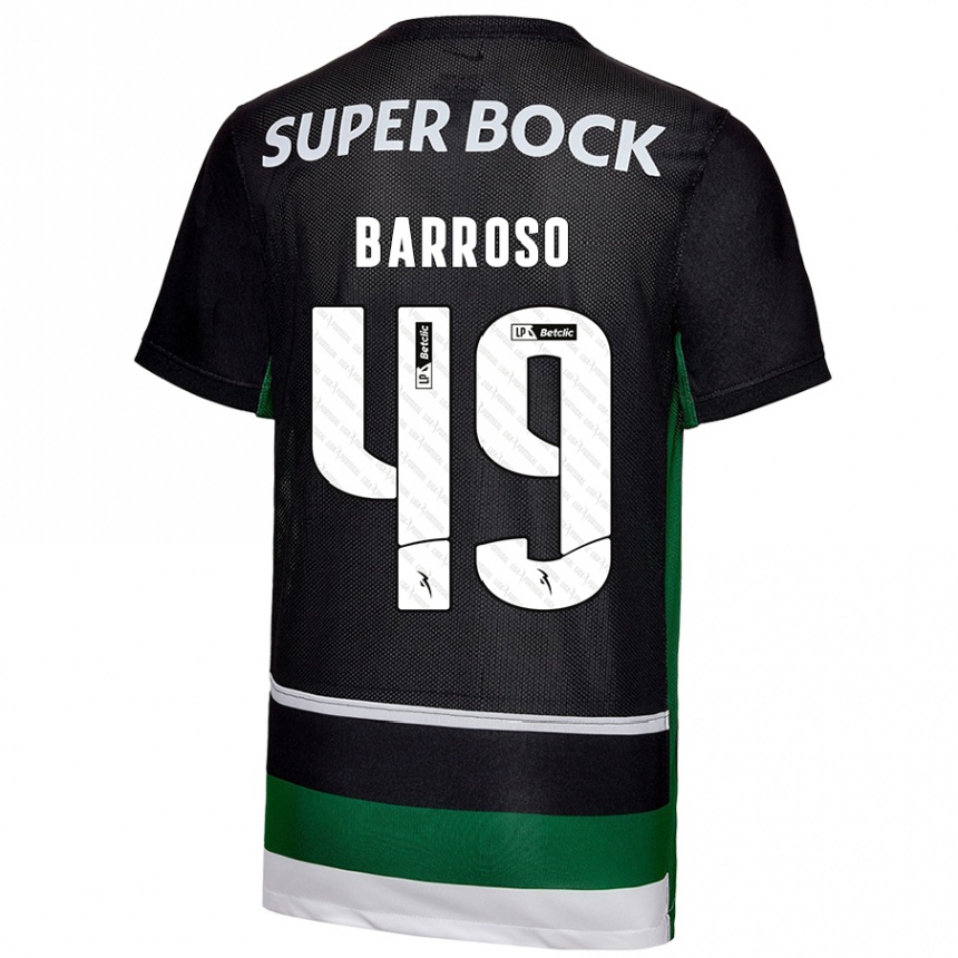 Niño Fútbol Camiseta Leonardo Barroso #49 Negro Blanco Verde 1ª Equipación 2024/25 México