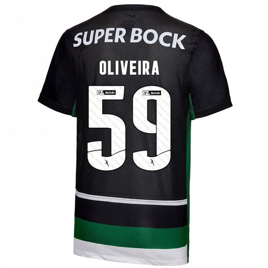 Niño Fútbol Camiseta Kauã Oliveira #59 Negro Blanco Verde 1ª Equipación 2024/25 México