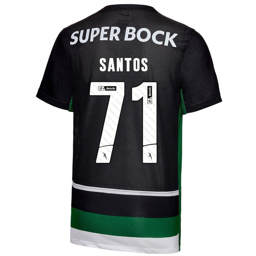 Niño Fútbol Camiseta Denilson Santos #71 Negro Blanco Verde 1ª Equipación 2024/25 México