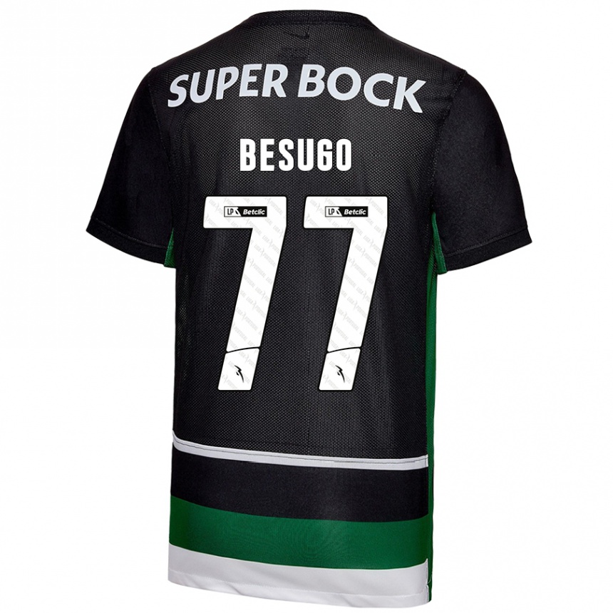 Niño Fútbol Camiseta Rafael Besugo #77 Negro Blanco Verde 1ª Equipación 2024/25 México