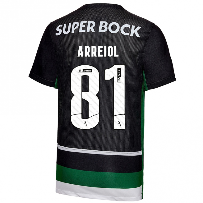 Niño Fútbol Camiseta Henrique Arreiol #81 Negro Blanco Verde 1ª Equipación 2024/25 México