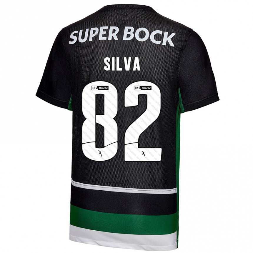 Niño Fútbol Camiseta Gabriel Silva #82 Negro Blanco Verde 1ª Equipación 2024/25 México