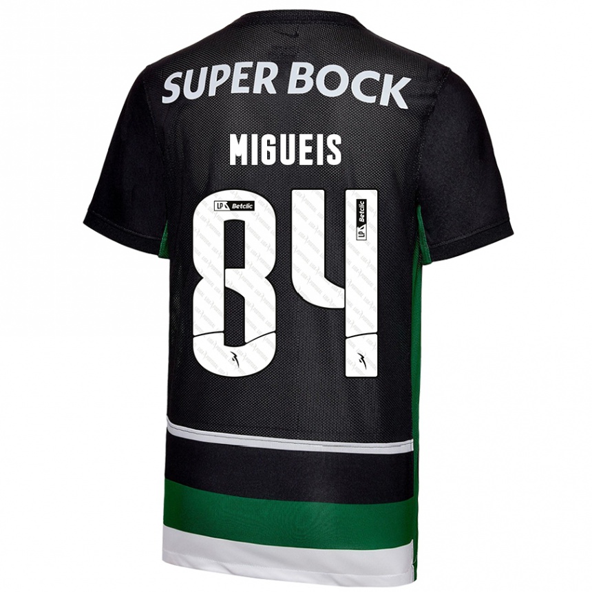 Niño Fútbol Camiseta Pedro Miguéis #84 Negro Blanco Verde 1ª Equipación 2024/25 México