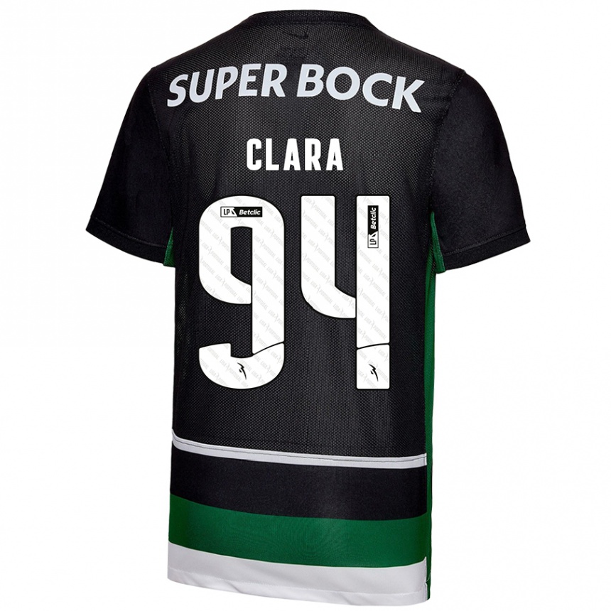 Niño Fútbol Camiseta Diogo Clara #94 Negro Blanco Verde 1ª Equipación 2024/25 México