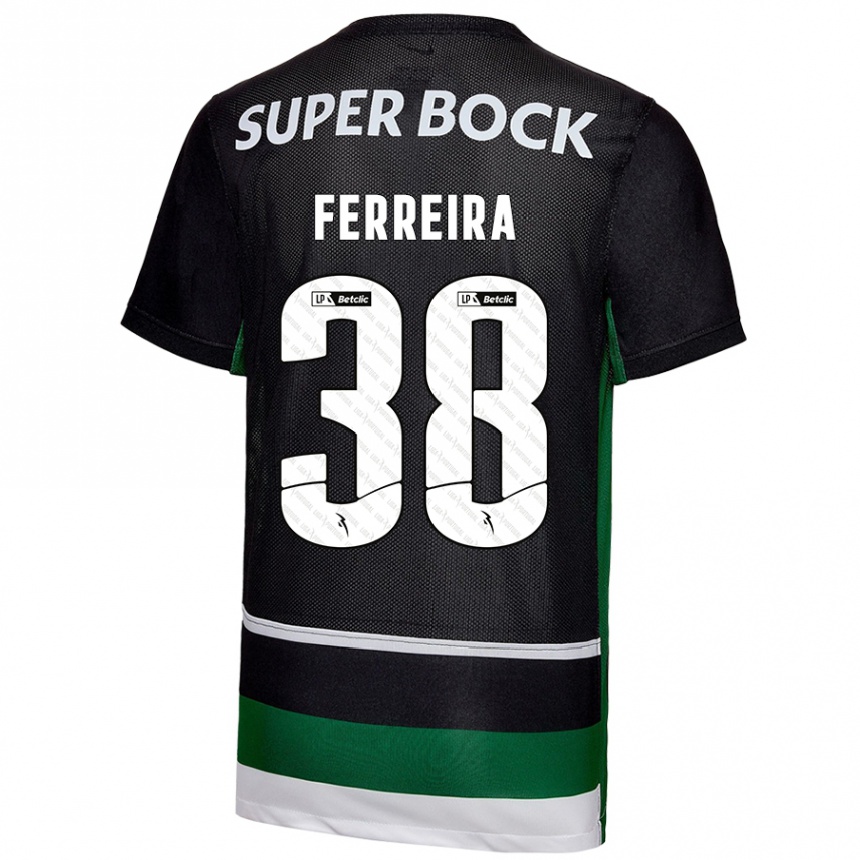 Niño Fútbol Camiseta Marta Ferreira #38 Negro Blanco Verde 1ª Equipación 2024/25 México