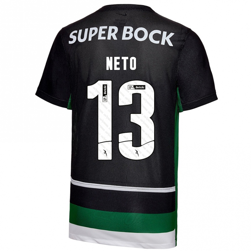 Niño Fútbol Camiseta Luís Neto #13 Negro Blanco Verde 1ª Equipación 2024/25 México