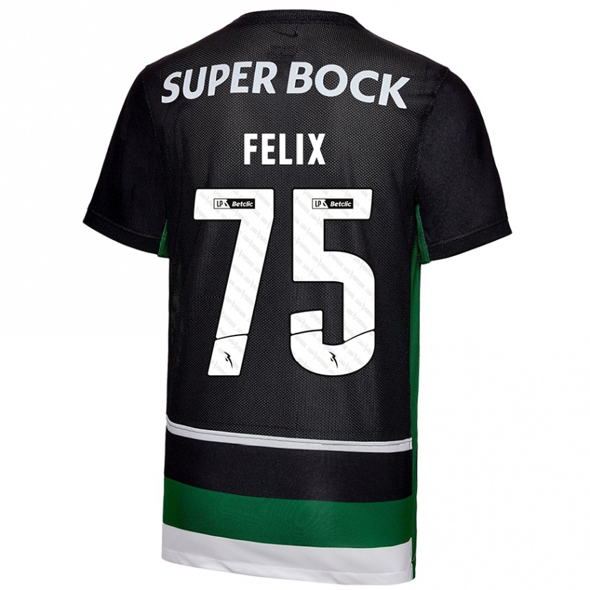 Niño Fútbol Camiseta Vando Félix #75 Negro Blanco Verde 1ª Equipación 2024/25 México