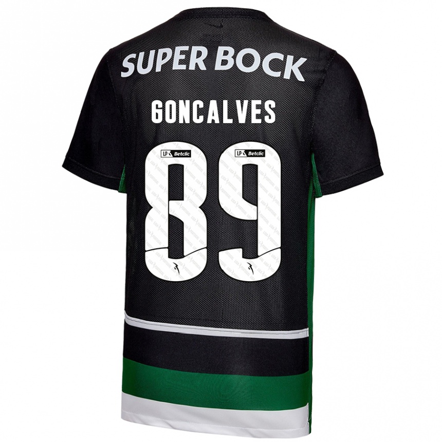 Niño Fútbol Camiseta André Gonçalves #89 Negro Blanco Verde 1ª Equipación 2024/25 México