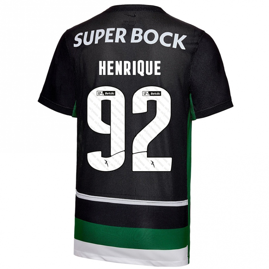 Niño Fútbol Camiseta Eduardo Henrique #92 Negro Blanco Verde 1ª Equipación 2024/25 México