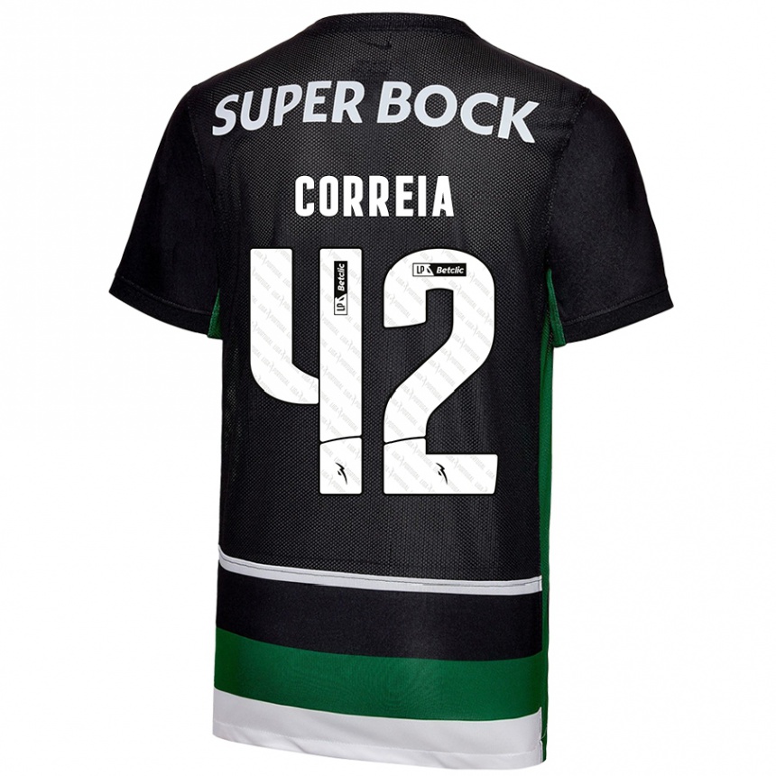 Niño Fútbol Camiseta Leonete Maísa Nozerand Correia #42 Negro Blanco Verde 1ª Equipación 2024/25 México