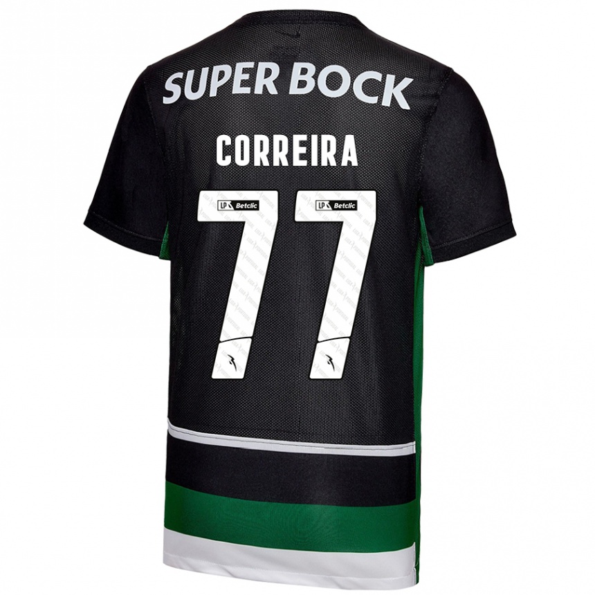 Niño Fútbol Camiseta Alicia Figueiredo Lima Correia #77 Negro Blanco Verde 1ª Equipación 2024/25 México