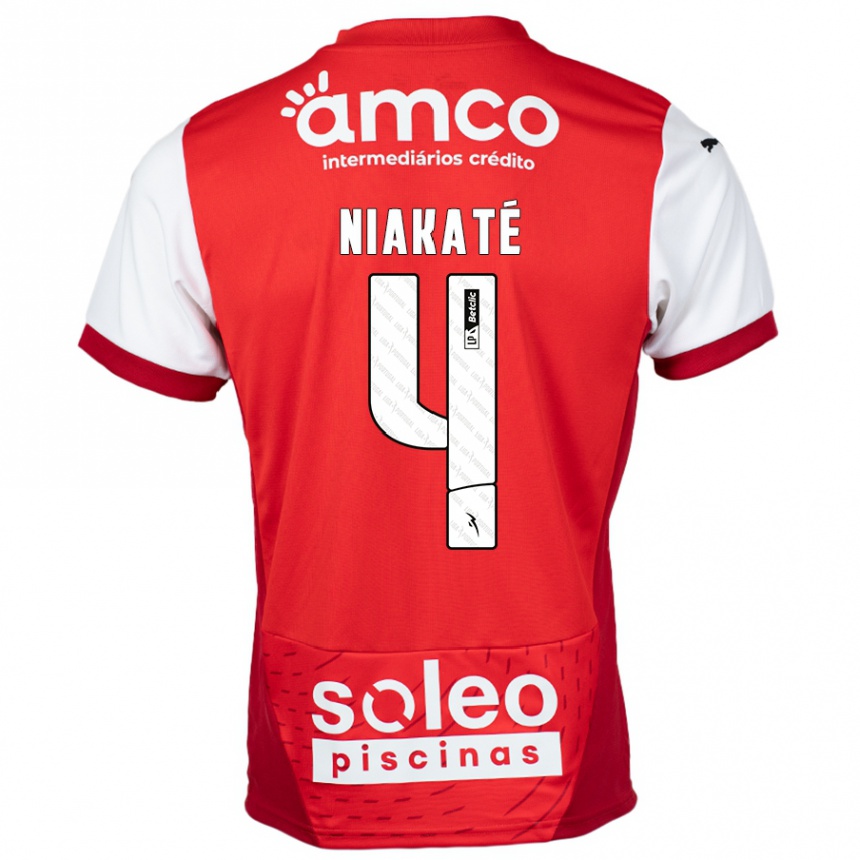 Niño Fútbol Camiseta Sikou Niakaté #4 Rojo Blanco 1ª Equipación 2024/25 México