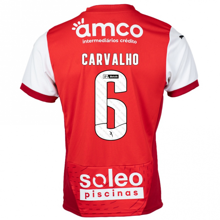 Niño Fútbol Camiseta Vitor Carvalho #6 Rojo Blanco 1ª Equipación 2024/25 México