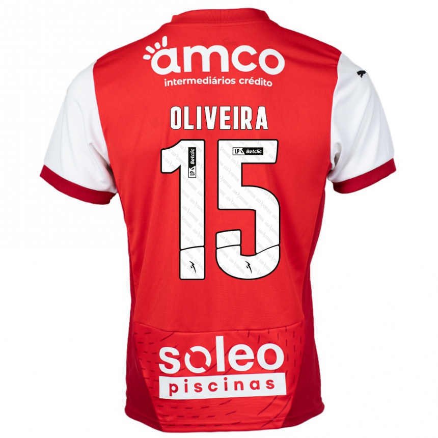 Niño Fútbol Camiseta Paulo Oliveira #15 Rojo Blanco 1ª Equipación 2024/25 México