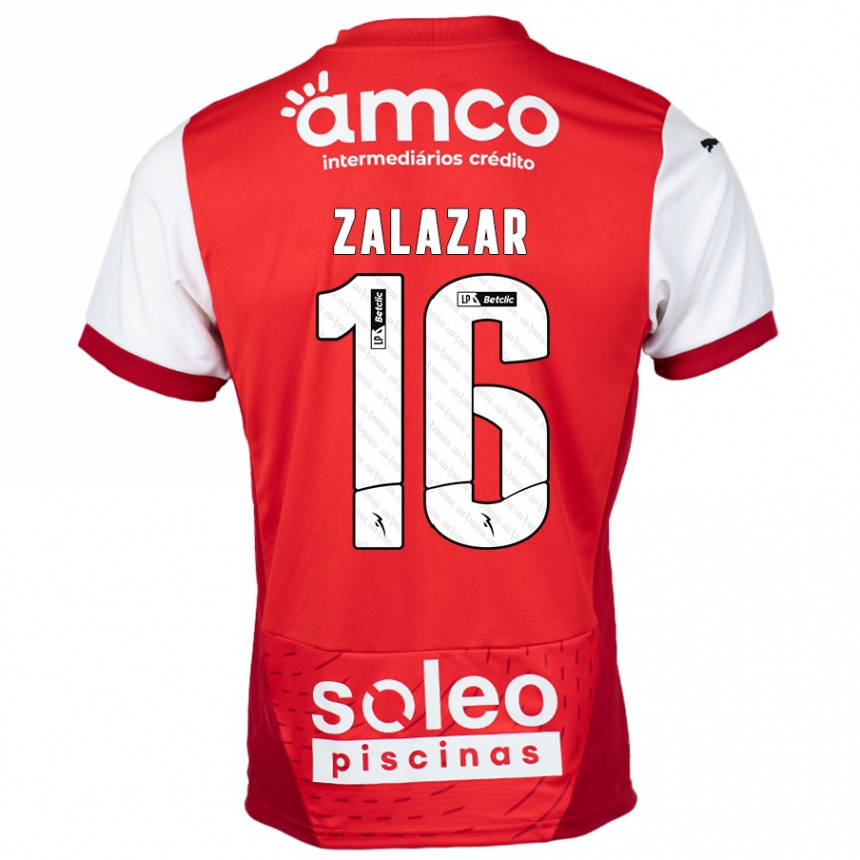 Niño Fútbol Camiseta Rodrigo Zalazar #16 Rojo Blanco 1ª Equipación 2024/25 México