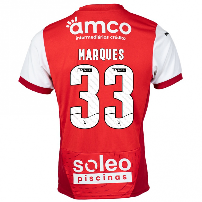 Niño Fútbol Camiseta João Marques #33 Rojo Blanco 1ª Equipación 2024/25 México