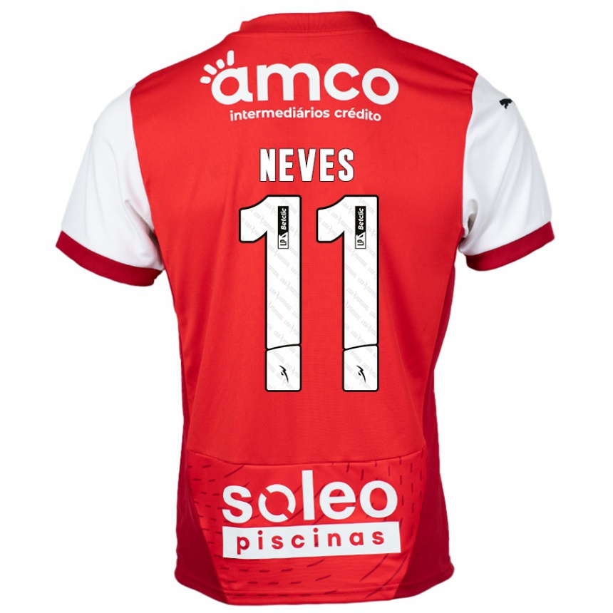 Niño Fútbol Camiseta Bernardo Neves #11 Rojo Blanco 1ª Equipación 2024/25 México