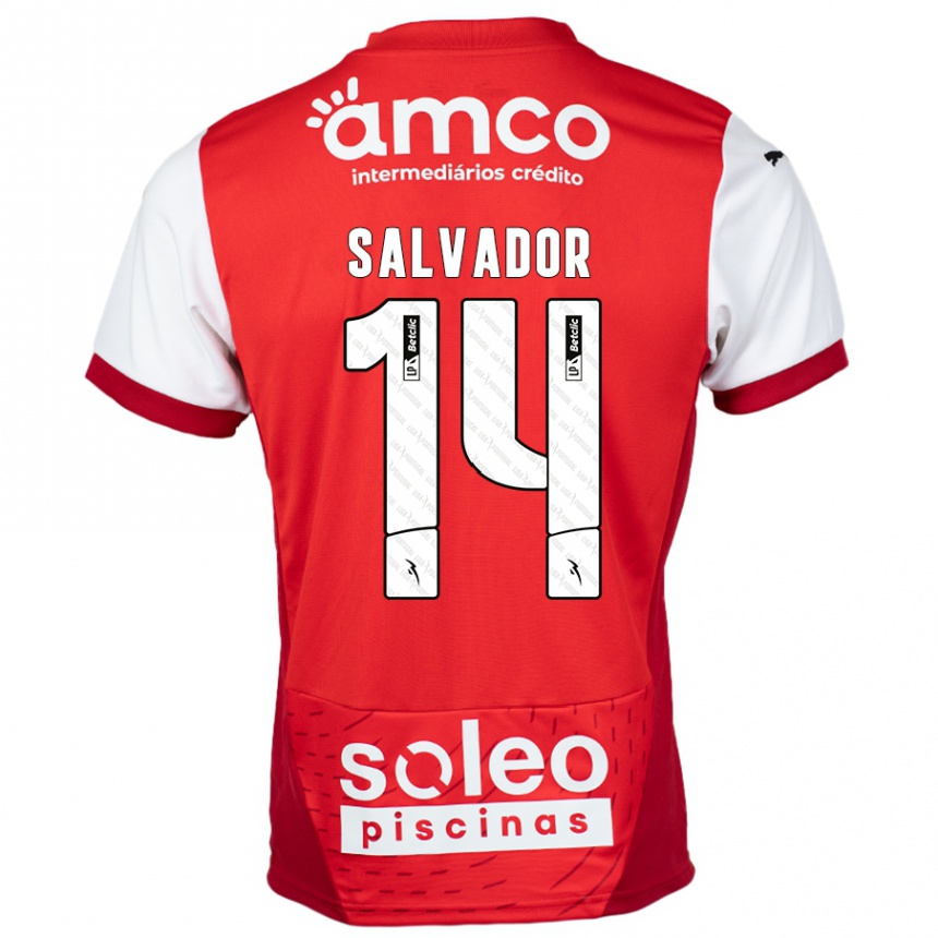 Niño Fútbol Camiseta João Salvador #14 Rojo Blanco 1ª Equipación 2024/25 México